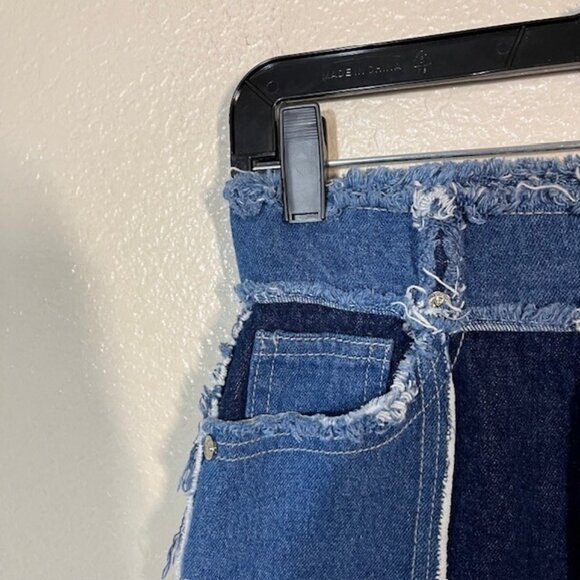 Maniere De Voir Jeans Womens 4 Patchwork Denim Multi Raw - Picture 2 of 5